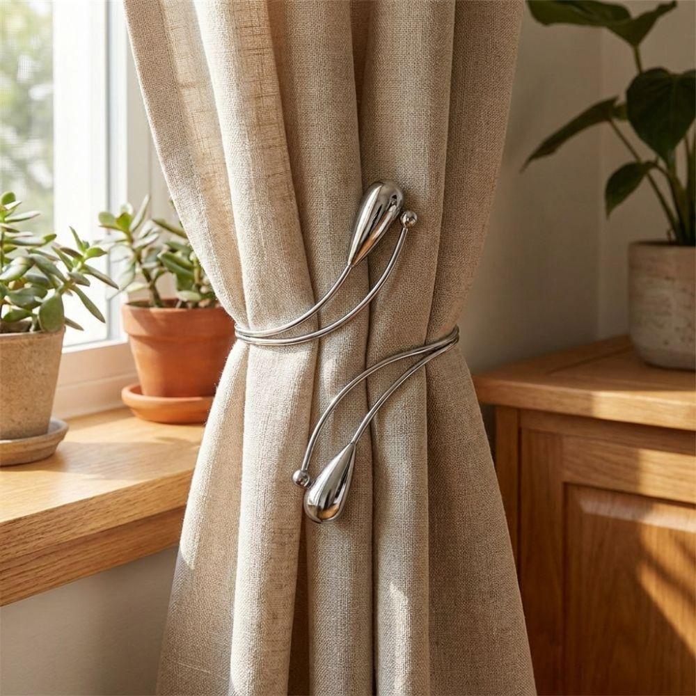 2PCS Adjustable Teardrop Shape Curtain Buckle Belt Arm Ring Drapery Tiebacks Holiday Tiebacks