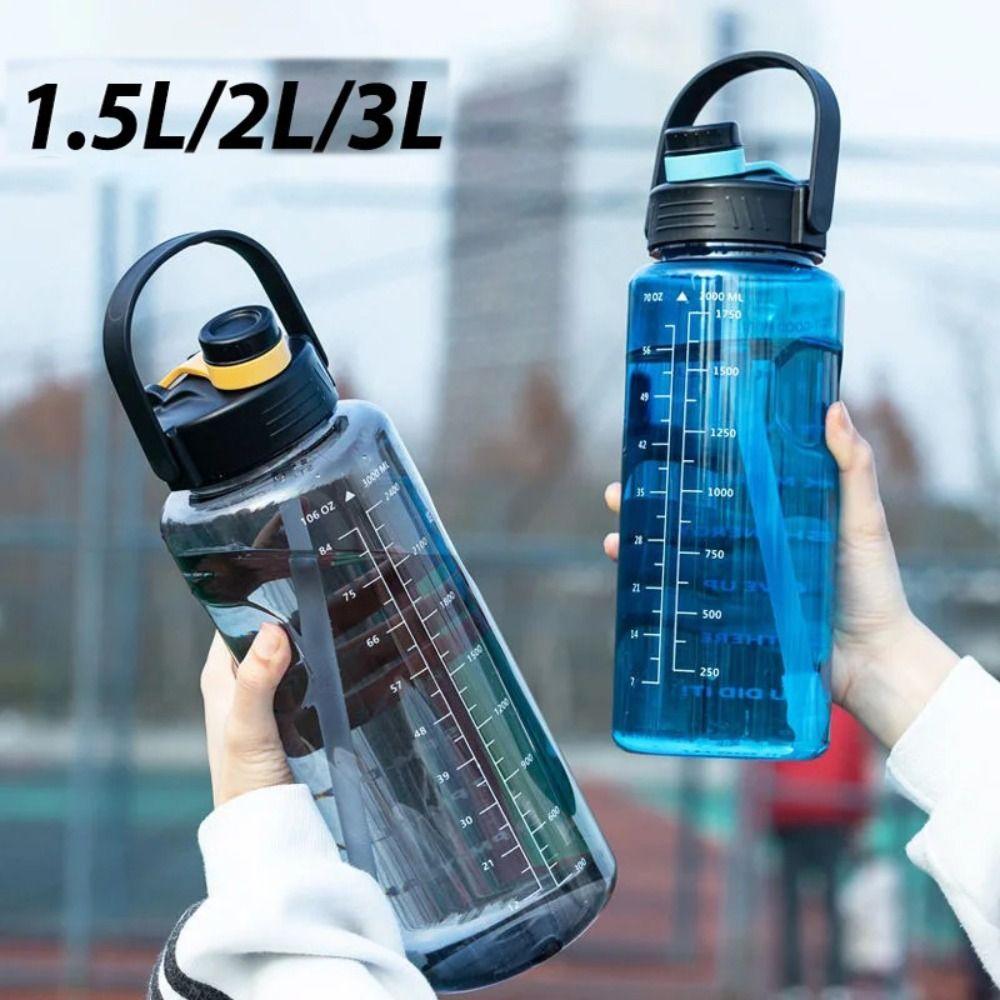 1.5L/2L/3L Sports Water Bottle Leakproof Water Jugs Portable Clear Drink Bottle