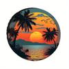 A One-Piece Cover Featuring Natural Scenery Of Seaside Sunset And Coconut Trees, Designed To Protect Against Wind And Dust For W