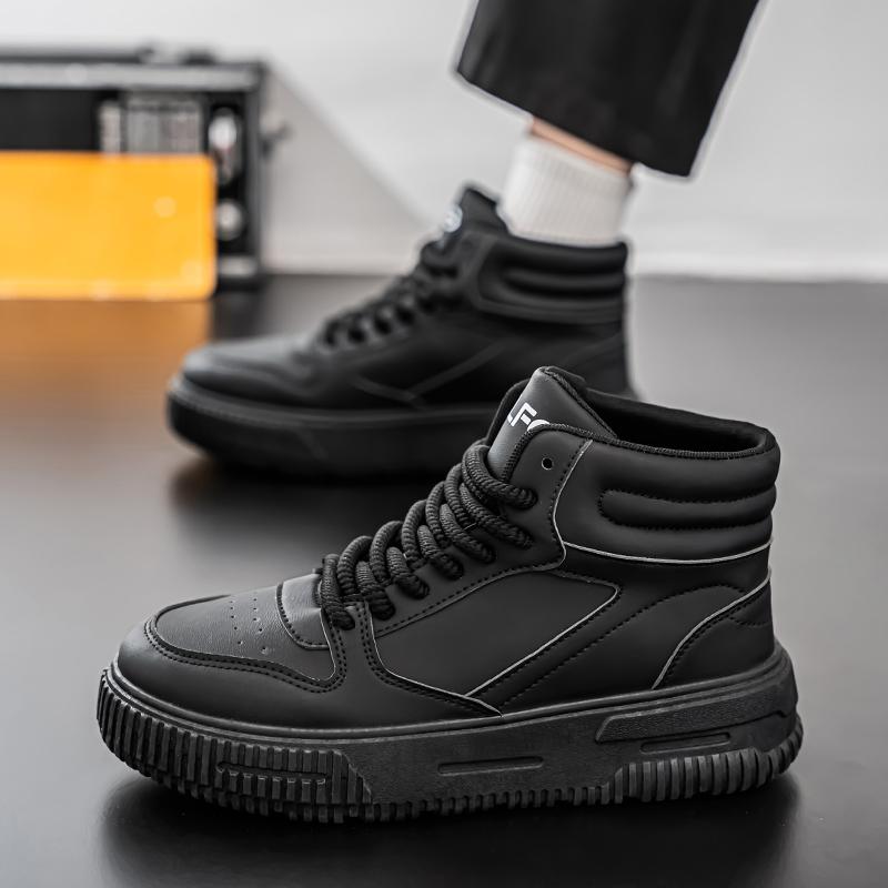 Мужская повседневная обувь из ПУ кожи, обувь с высоким верхом, белая, дышащая, амортизирующая, на платформе, со скрытой увеличением высоты, кроссовки