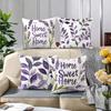 Light Purple Lavender Style Pattern Home Decor Pillowcase Living Room Sofa Polyester Cushion Cover With Zipper