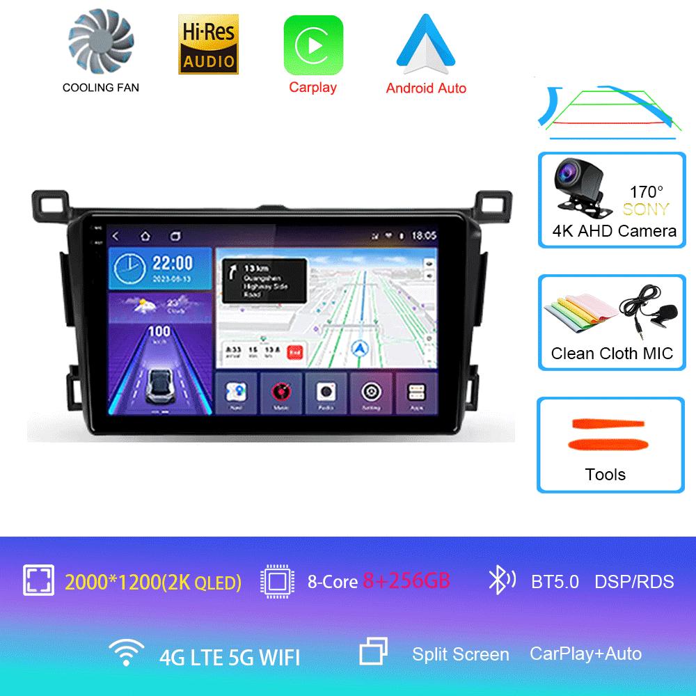 Автомобильное радио Android 14 Carplay Auto для Toyota RAV4 Rav 4 2013 2014 2015 2016 2017 2018 2019 Мультимедийный видеоплеер GPS головное устройство