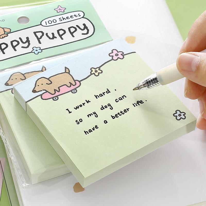 100 sheets Relaxation Series Cartoon Adhesive Cute Animals Notes Notepad Memo Pad Office School Supplies Stationery Stickers