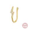 S925 Sterling Silver Geometric Water Drop Lightning Diamond Nose Ring Creative Nose Cuff Piercing Jewelry