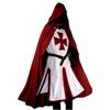 Cosplay Costume Medieval Tunic & Hooded Cloak Knights Templar Renaissance Cape Knight Costume Hoodie Mens LARP
