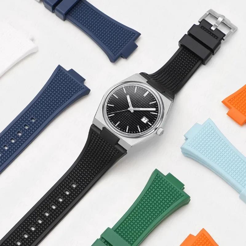 Ремешок с выпуклым концом 12 мм*26 мм для серии Tissot PRX T137.407/T137.410 Super Player 40 мм Мужской резиновый силиконовый браслет для часов