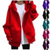 Women's Casual Loose Long-sleeved Zipper Hooded Long Padded Sweatshirt Coat