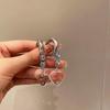 Cute earrings with heart & rhinestones dangling long zircon