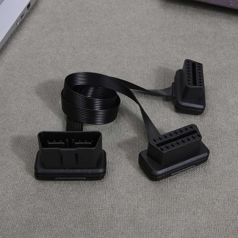 16-контактный соединительный кабель с угловыми разъемами OBD2, адаптер кабеля «папа-мама», угловой разветвитель для диагностического удлинителя