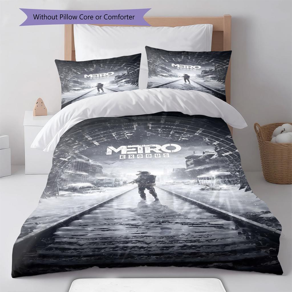 Highly rated game Pattern Bedding Quilt Set Quilt Cover Pillowcase Home Decoration Birthday Gift (1 * duvet cover + 2 * pillowcase, without core)
