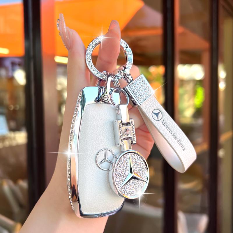 Full Wrap Rhinestone Key Fob Shell Fit Mercedes Benz GLE GLB GLS W206 W214 Smart Key Shiny Diamond Key Cover Car Decoration Gift PB1