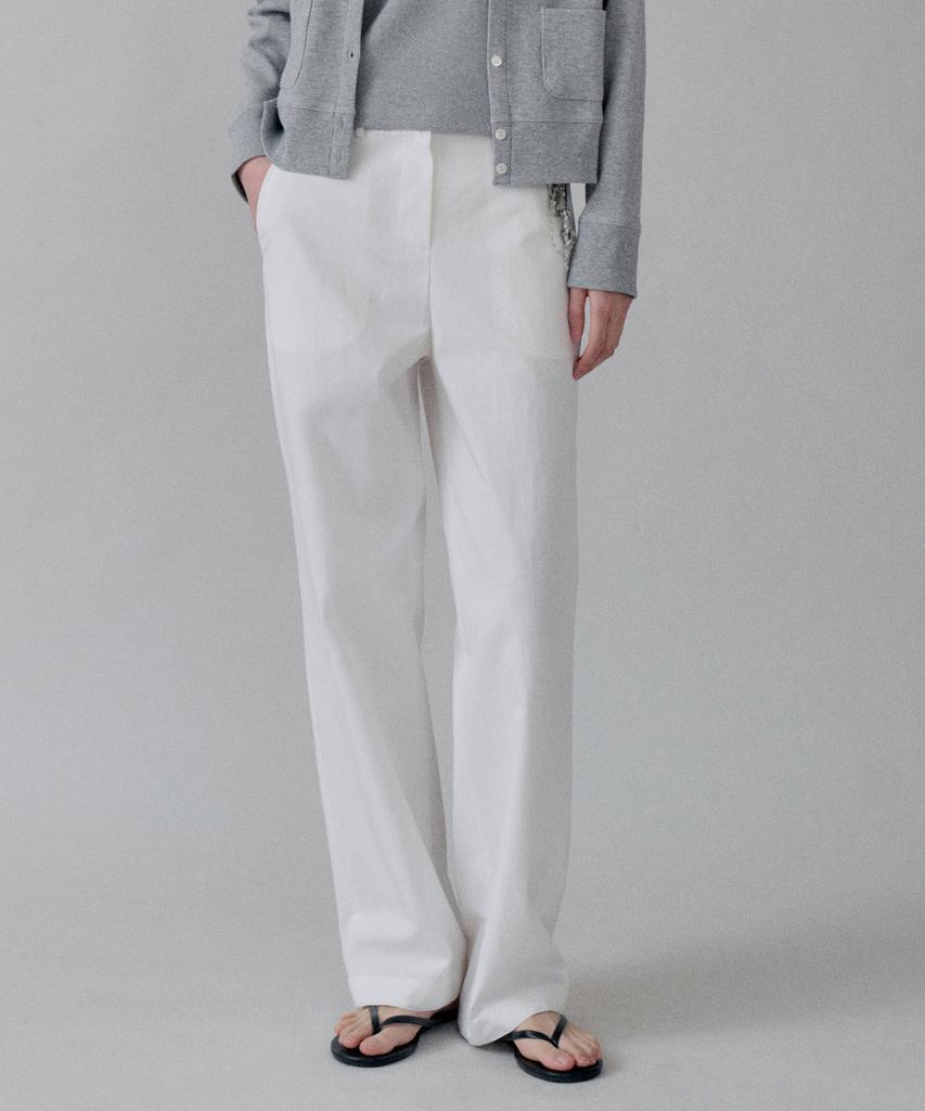 STEP AROUND Cotton Straight Pocket Pants_White