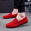 Мужская повседневная обувь, модная мужская обувь, замшевые мягкие мужские лоферы, мокасины для отдыха, мужские туфли без шнуровки для вождения, черные, красные мужские туфли для ленивых