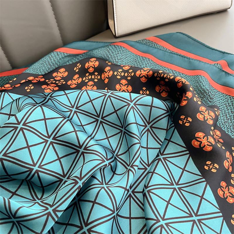 Дизайн Шаль из атласного шелка Хиджаб Шарф Женская мода Летний солнцезащитный Пляжный палантин Накидки Буфанда Женский головной платок Эшарп