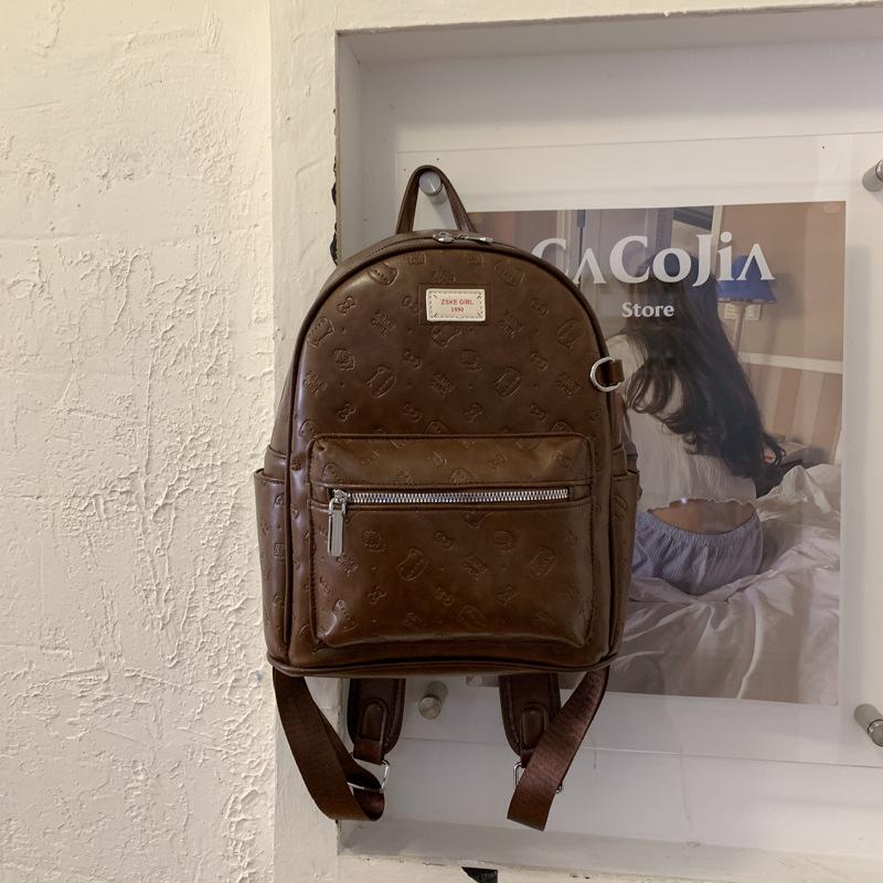 Простой ретро рюкзак с тиснением 2025 новая осенне-зимняя модная универсальная женская студенческая сумка для учебы и работы, маленькая сумка