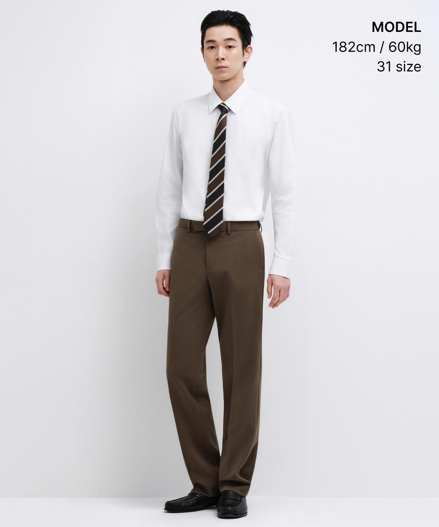 MUSINSA STANDARD Semi-Wide Hidden Banding Slacks [Brown]