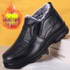 Men's Winter Waterproof Leather Snow Boots - Thick, Warm Polyurethane Cotton, Ideal for Elderly In Northeast.