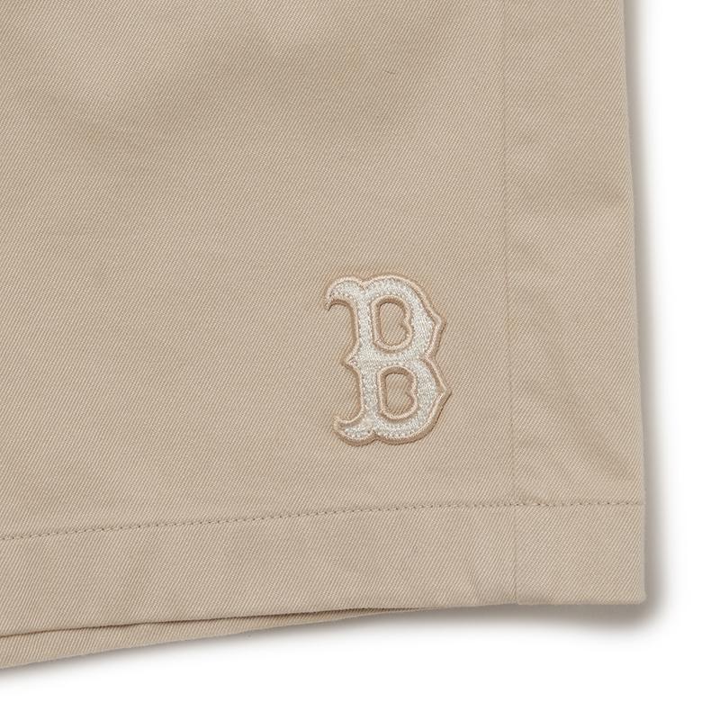 MLB Boston Red Sox Logo Embroidered Patch Loose Sports Shorts Men shorts Light-Beige 3LSMB0433-43BGL