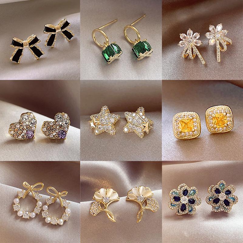 Французские ретро серьги с цирконом и жемчугом: Ювелирные изделия из серебряных игл 925 пробы класса «легкая роскошь»