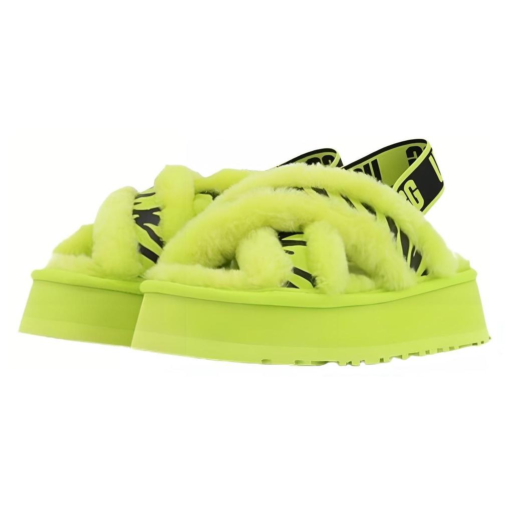 UGG Disco Cross Slide Animalia Sheepskin Plush Comfortable Casual Slippers Women Slippers Green 1128213-KLM