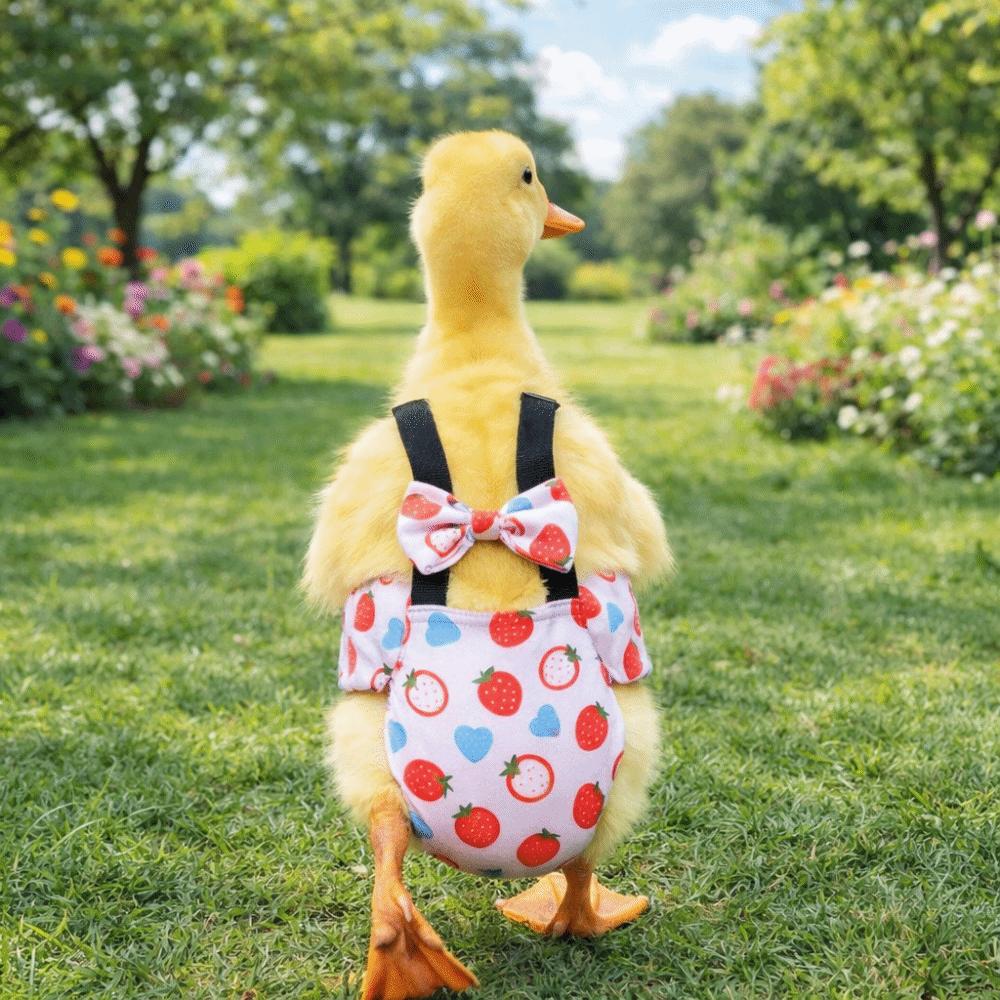 Adjustable Duck Diapers Bowknot Design Poultry Nappy Fruits Pattern Flight Suits Poultry Care