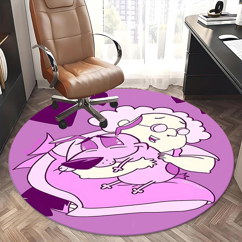 Pink Dog,Cowardly Heroes Chair mat Round Rug Office carpet, Non slip, Suitable for Living Rooms, Bedrooms Decor.1205596a