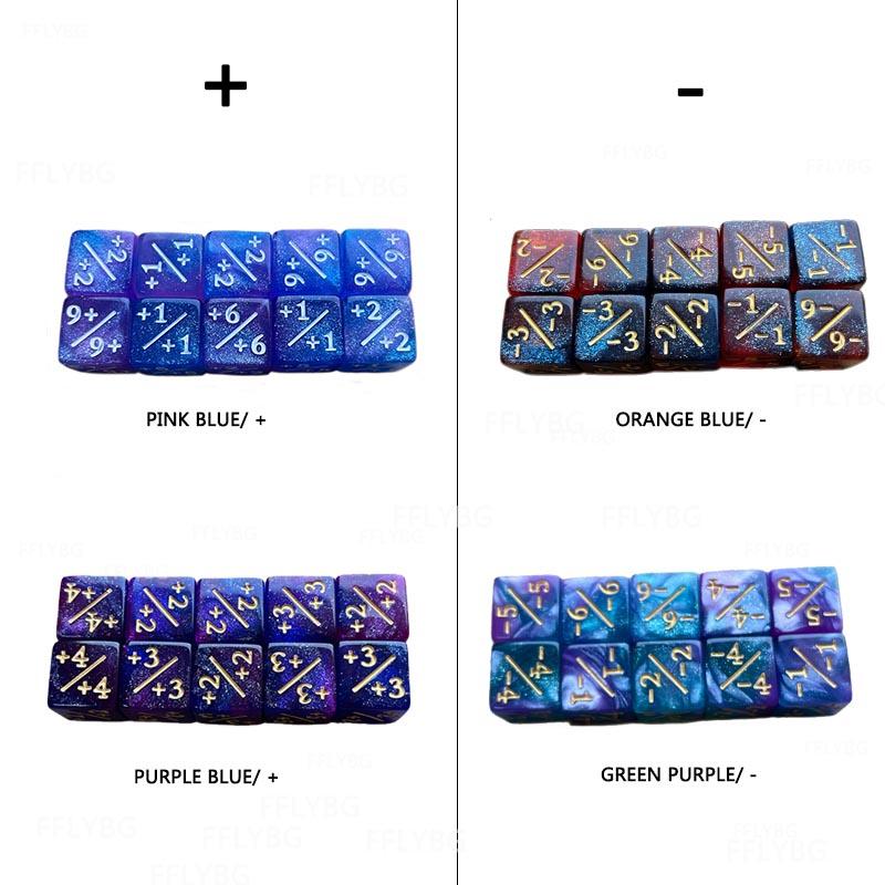 10 шт. D6 игральные кости 6 боковых счетчиков + 1/-1 квадратный цифровой кубик 16 мм для детей забавная настольная доска игровая математика обучение арифметике игрушки