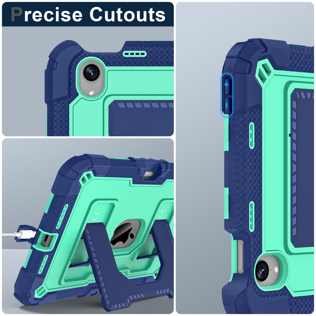 Для iPad мини (2024)/(2021) Противоударный чехол для планшета из ПК+силикона с подставкой и слотом для стилуса