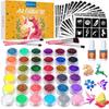 Glitter Tattoo Set, Bledras 36 Colors Kids Tattoo Set, 178 Stencils, 5 Brushes, 2 Glue, Flash Tattoo Kit for Girls, Boys and Adults, Carnival