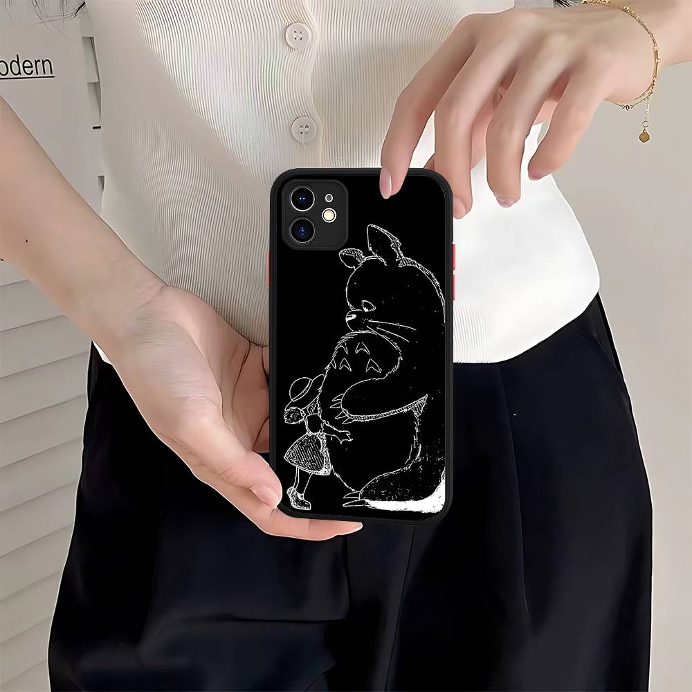 Мультяшный прозрачный чехол для-T-T-TotoroS Для IPhone 16 15 14 Plus 13 12 11 Pro Max X XS MAX Полупрозрачный матовый противоударный чехол