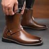 Повседневные высокие мужские кожаные туфли Модный британский стиль дизайна Повседневные уличные прогулки Деловая офисная обувь Популярно