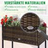 Raised Bed, Planter Box, Deep Shelf, Metal Frame/Poly Rattan, 70 x 30 x 70 cm, Brown/Black