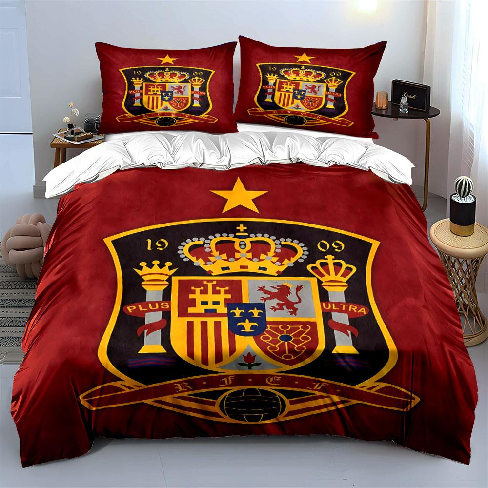 Spain Football Team Bedding Set Bedding Duvet Cover Set Duvet Cover Pillowcases (1 * Duvet Cover 2 * Pillowcases, without duvet insert)