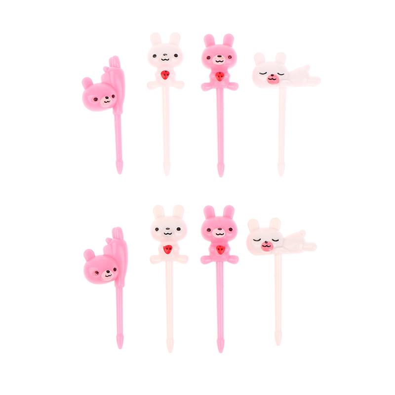 8 шт./набор мини-игрушек для детей, вилка для фруктов в виде животных, мультяшная закуска, торт, десерт, еда, фрукты, зубочистка, украшение для обеда, коробка для бенто, аксессуары, палочки для фруктов в виде животных