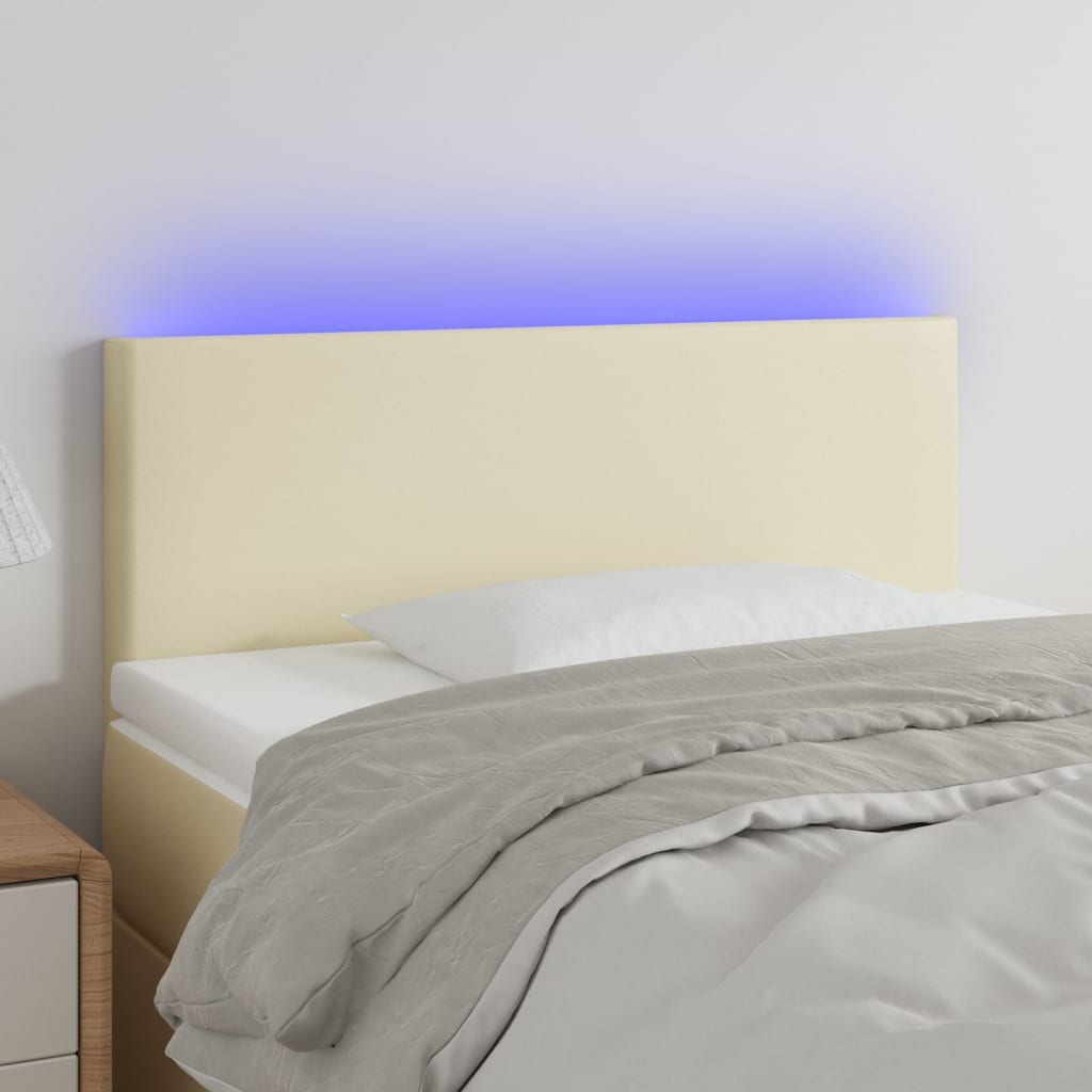 LED Headboard Cream 100x5x78 88 cm Faux Leather