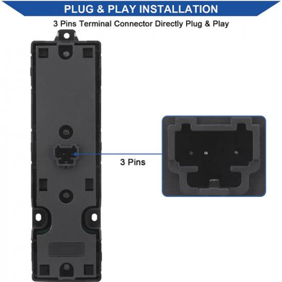 Power Window Switch Button For 2013- Ford Fusion DG9Z14529AA Blue LED 3 P