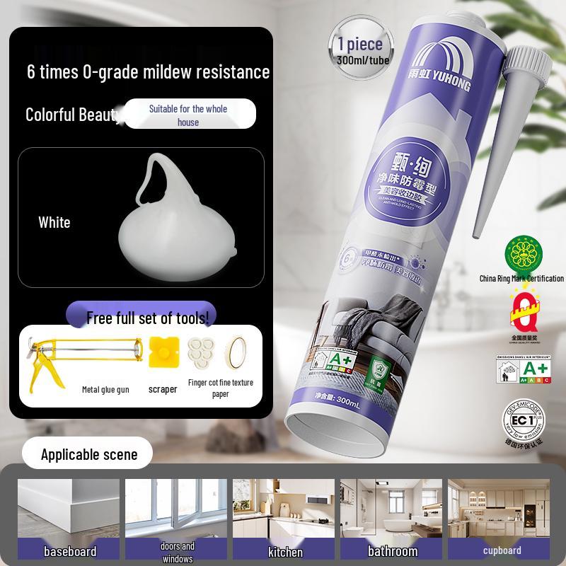 Yuhong Transparent Anti-Mold Waterproof Silicone Sealant for Kitchen, Bathroom, Window, Door, and Toilet.