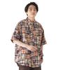 Patchwork Relaxed Short Sleeve Check Beige [CLIFFEMAYER] Shirt, Men's, Large,