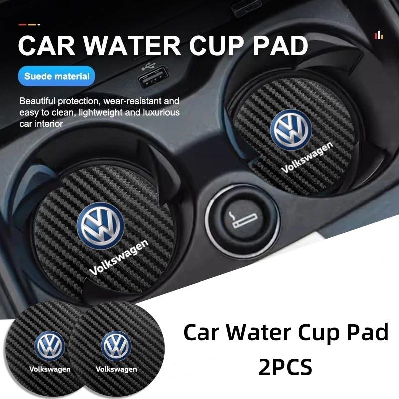 2026 Hot 2PCS Carbon Fiber Car Water Cup Holder Coaster Valve Caps for VW Golf 5 6 7 Tiguan Jetta Beetle CC Accessories MXYW-D618 zs4