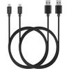 Set of 2 Cables for Ultimate Ears Megaboom/Megaboom3/Roll1/Roll2/Wonderboom/Wonderboom2/Wonderboom3 - Black Micro Usb Cable 1m