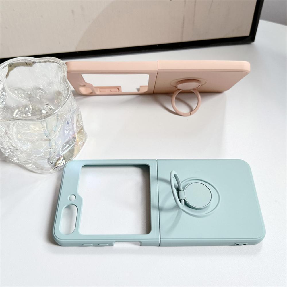Для Samsung Galaxy Z Flip 5 4 3 Цветной чехол для телефона с жидким кольцом-держателем и подставкой, матовый корпус, жесткий чехол с защитой от отпечатков пальцев