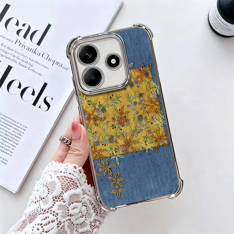 Мягкий чехол для телефона с ретро-джинсовым узором для Xiaomi Redmi Note 14 15 Pro Plus 13 12 11S 11T 5G 10 9S 9, Гальванический, Противоударный Fundas