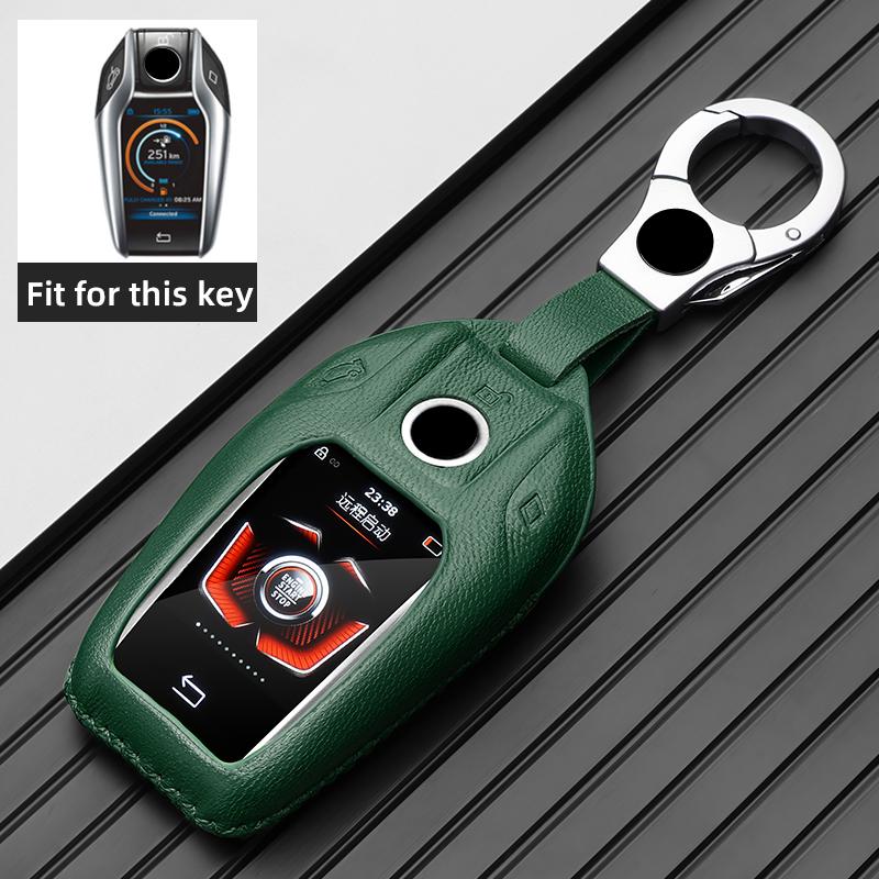 Кожаный чехол для автомобильного ключа, умный чехол-брелок со смарт-пультом и ЖК-дисплеем, оболочка для брелока для BMW G11 G12 G30 G31 G01 G02 5 7 Серии X5 X7 M5 M8 M760Li
