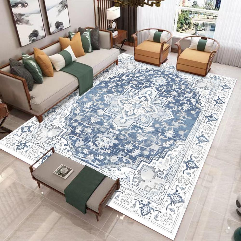 Красный Синий Бохо Шик Ковер для Декора Гостиной Спальни Антикварный Вдохновленный Зональный Ковер Нескользящий Напольный Коврик Художественный Винтажный Домашний Акцент