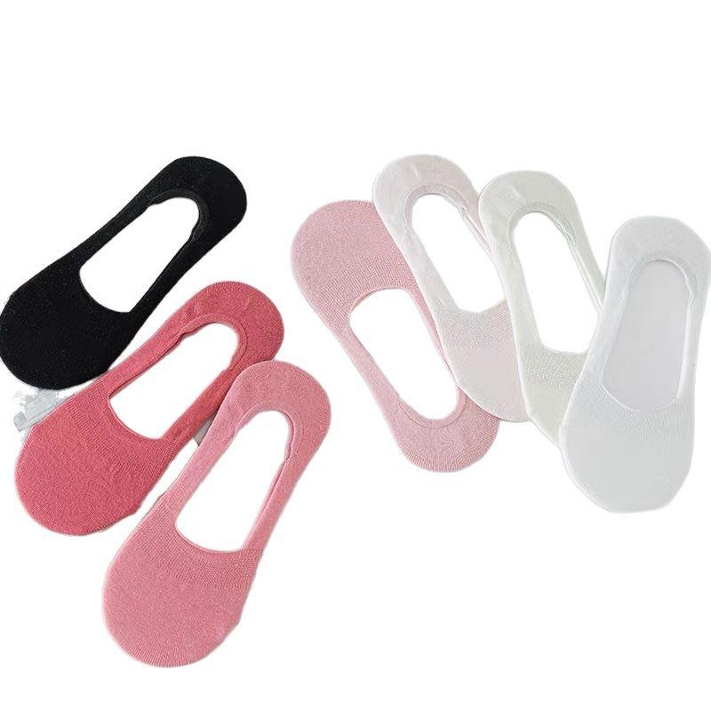 Женские тонкие влагоотводящие однотонные носки-следки на весну и лето с нескользящей пяткой