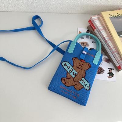 Мини-сумки для покупок с рисунком из мультфильма для студентов, женская многоразовая сумка через плечо с узлом, студенческая сумка-тоут для телефона