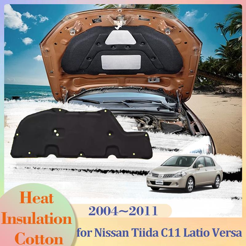 Для Nissan Tiida C11 Latio Versa 2004~2011 автомобильный капот двигателя изоляционная накладка хлопок звукоизоляционный чехол тепловой коврик аксессуары