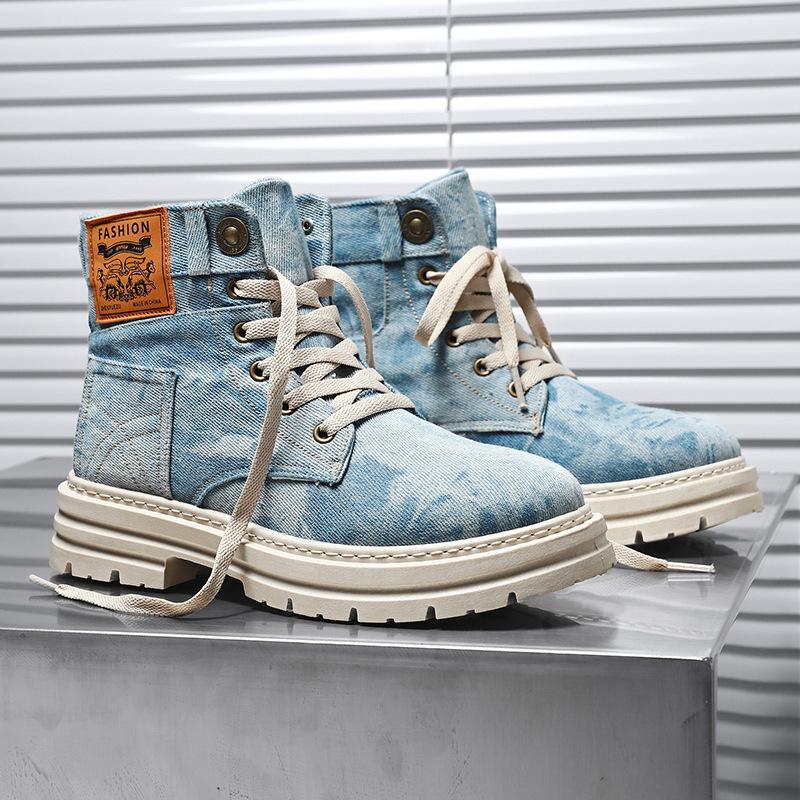 Большой размер весенне-осенние ботинки ковбойские мартин на толстой подошве рабочие ретро западные повседневные маленькие короткие дышащая ткань мужская обувь