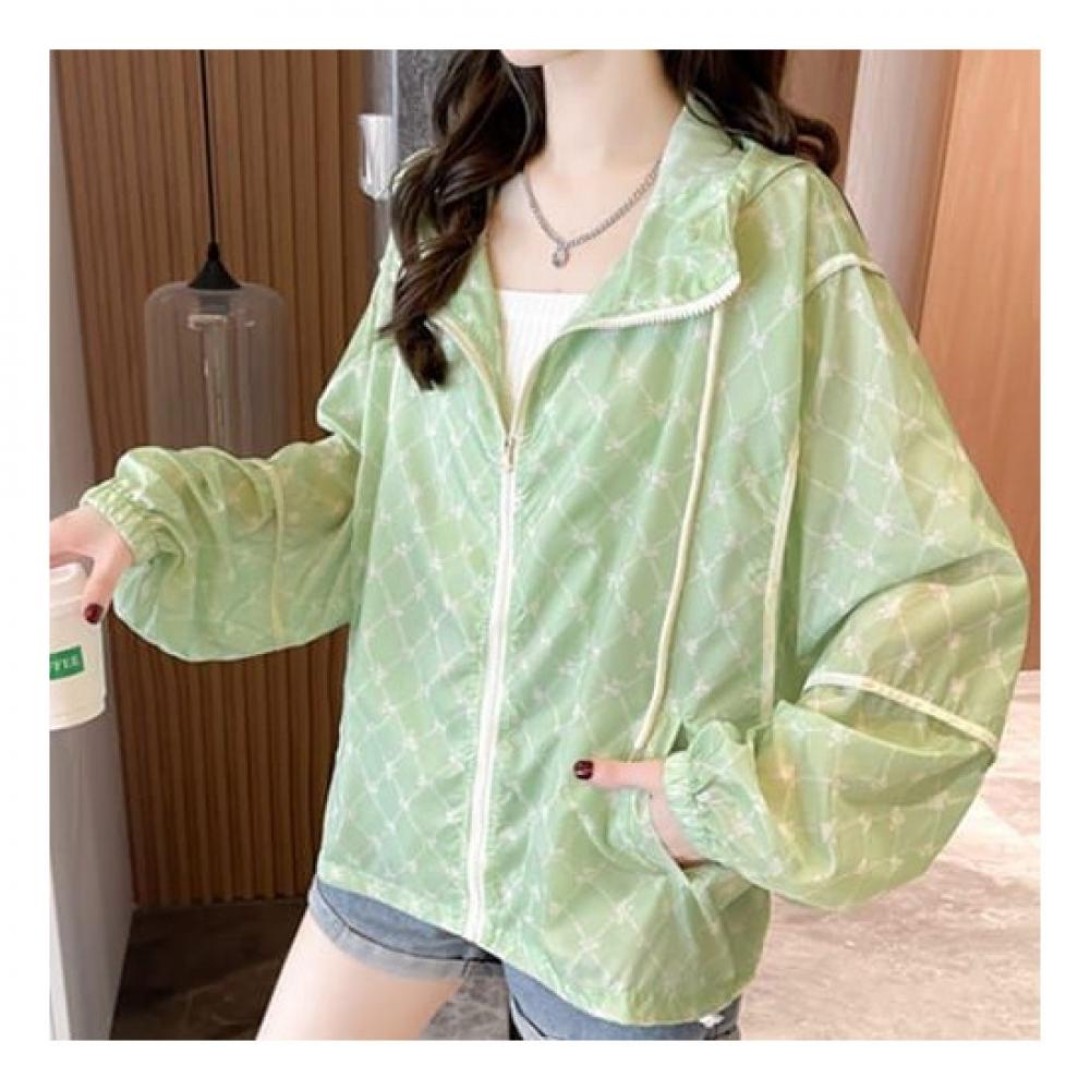 Navava Nc108 Thin Diamond Pattern Long Sleeve Summer Hoodie Zip Up