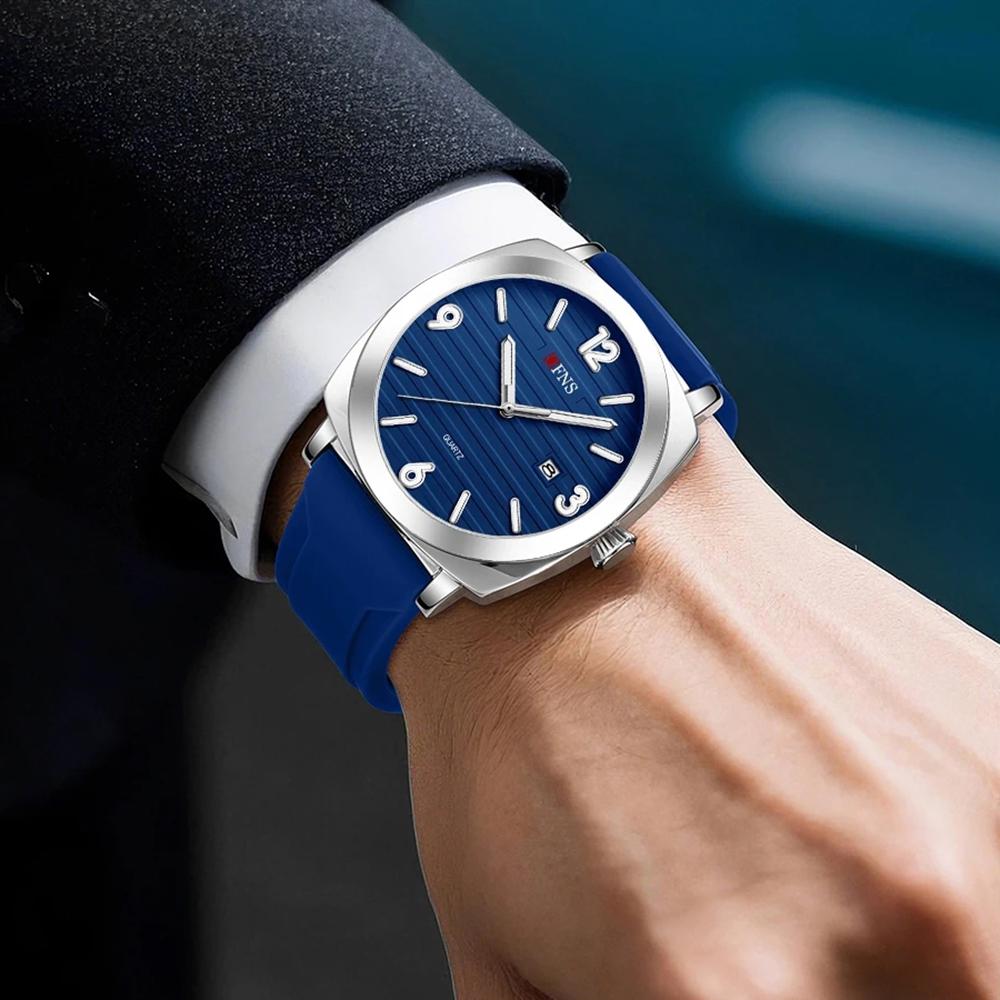 OFNS Модные тонкие мужские кварцевые часы Водонепроницаемые Ночная подсветка Одинарный календарь Простые повседневные мужские кварцевые часы